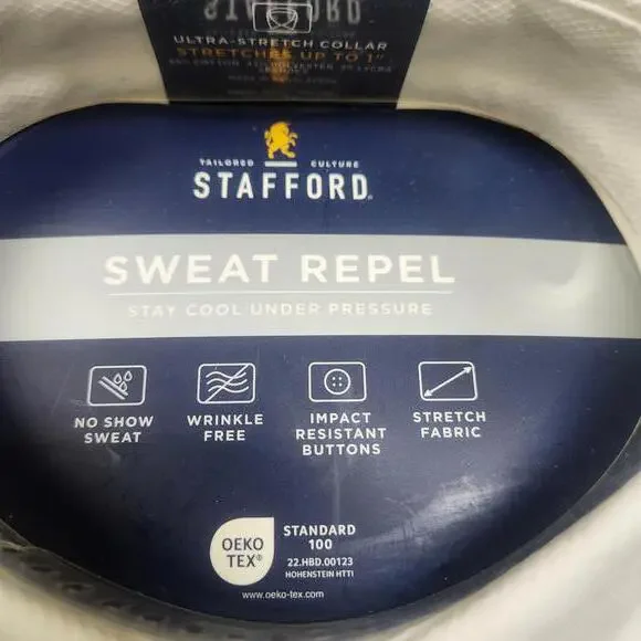 Stafford Men's Sweat Repel White Dress Shirt - Size L 16-16.5 NWT - Picture 5 of 5